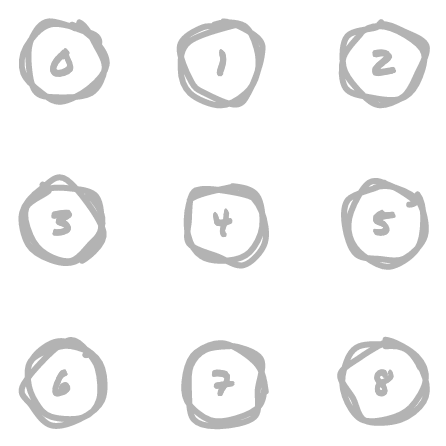 3 by 3 grid of points