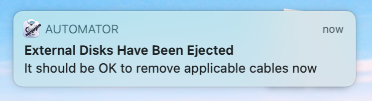 Successful notification for eject all